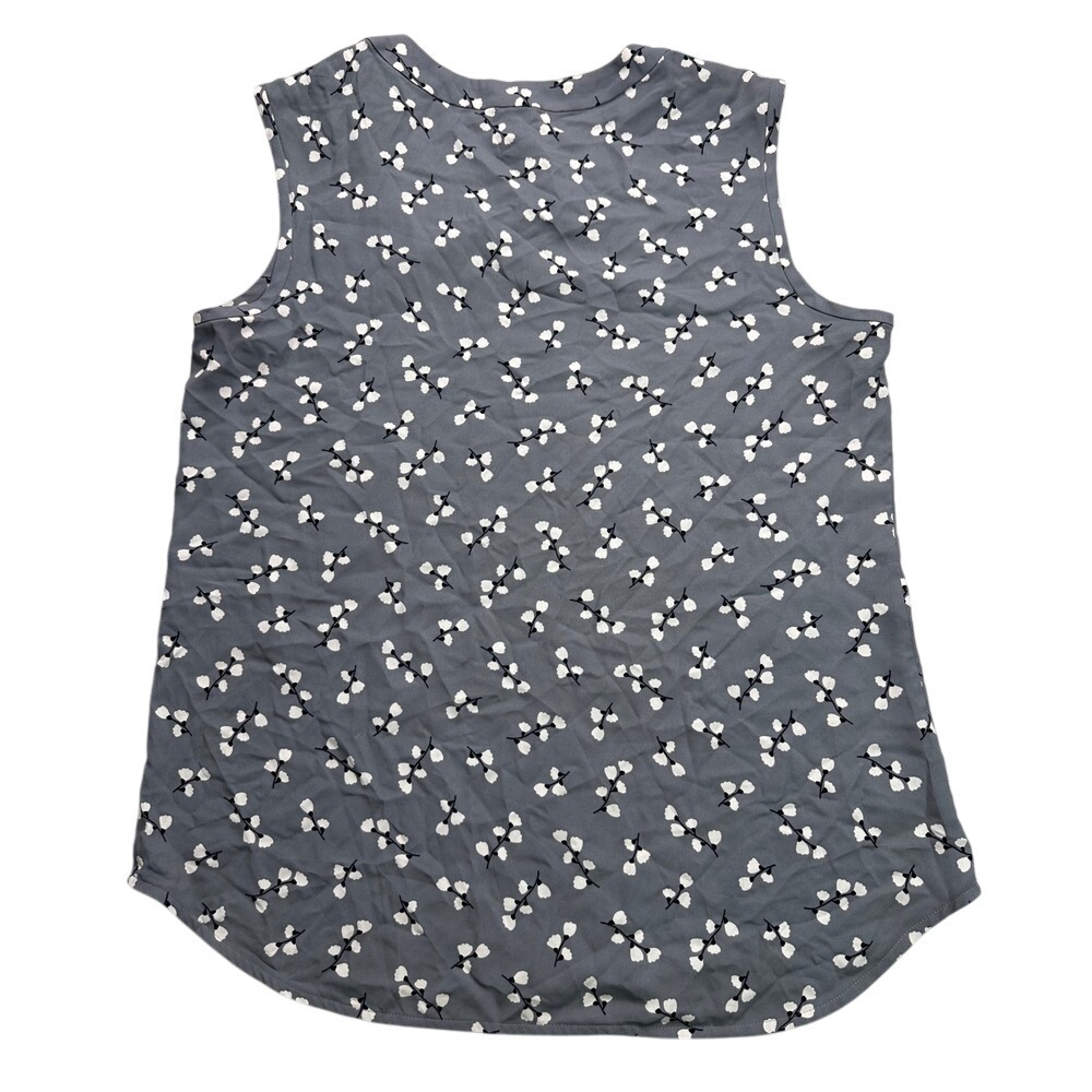 Anne Klein Women's Sleeveless Floral Print‎ Top Size Medium Grey White - Picture 2 of 3